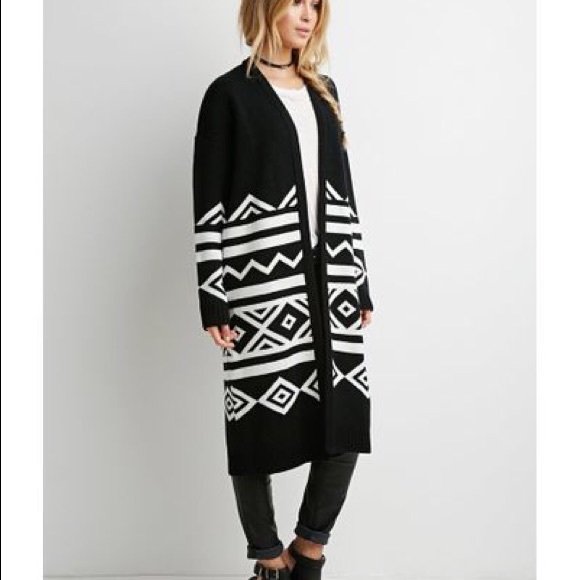 long printed cardigan